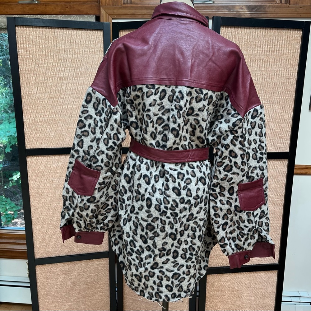 FINAL PRICE DROP Leopard Print Leather Trench Coat - Picture 2 of 8